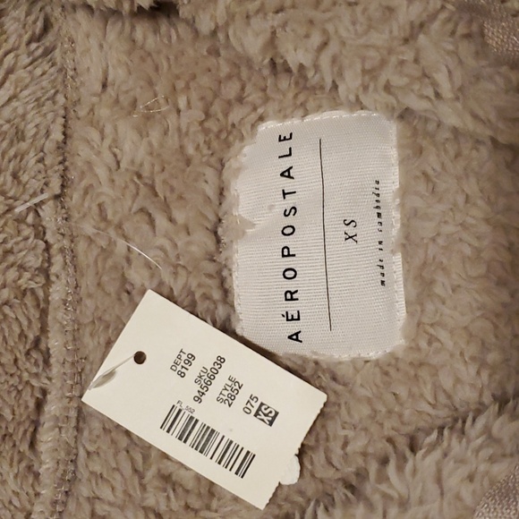 Aeropostale NWT Sherpa Fleece Half-Zip Pullover Jacket Sweatshirt Tan Size XS - Picture 7 of 14
